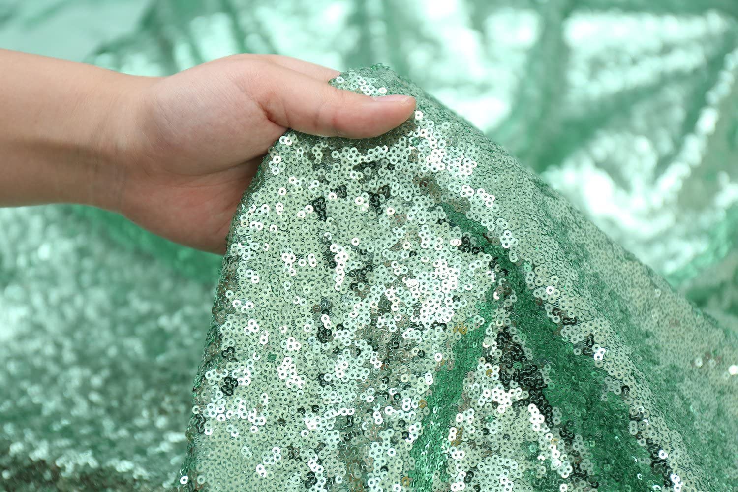 Partydelight Sequin Tablecloth, Sparkly Tree Skirt, Christmas Decor, Square, 50X50, Mint Green